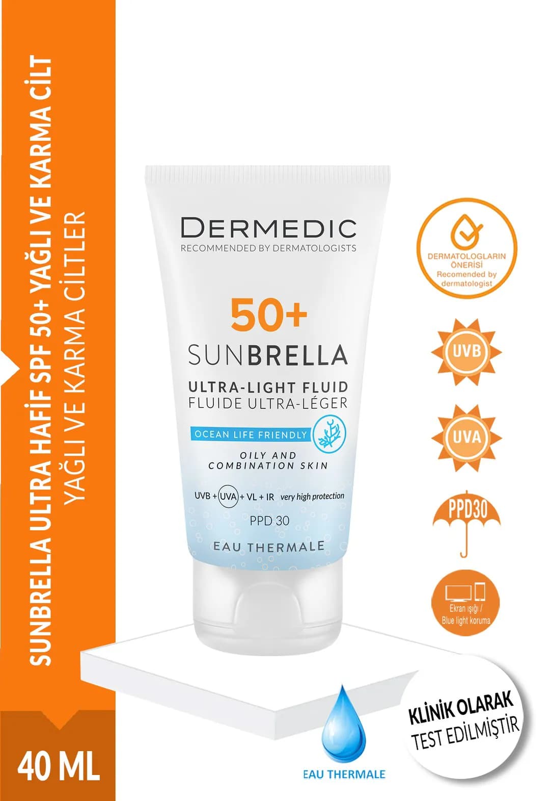 DERMEDİC SUNBRELLA ULTRA HAFİF SPF 50+ YAĞLI VE KARMA CİLT 40 ML 