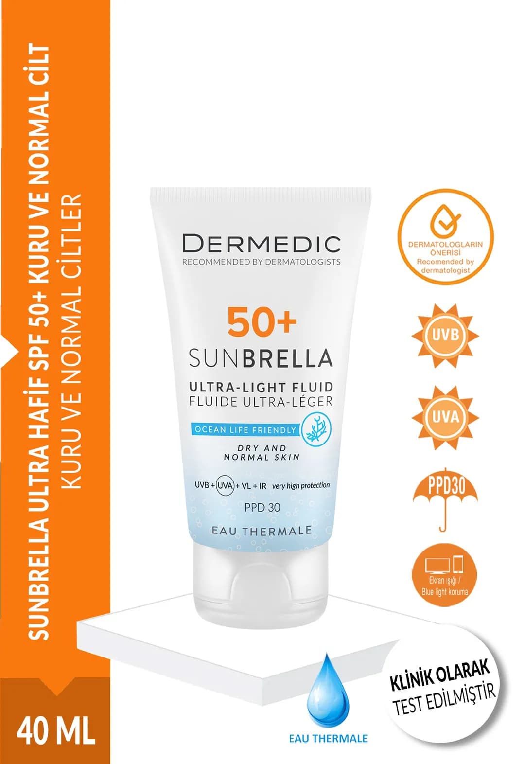 DERMEDİC SUNBRELLA ULTRA HAFİF SPF 50+ KURU NORMAL CİLT 40 ML