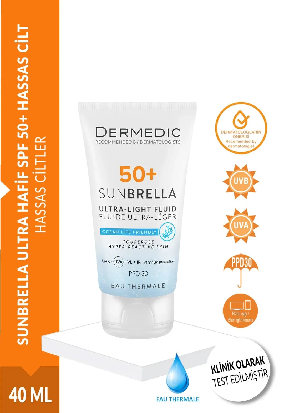 DERMEDİC SUNBRELLA ULTRA HAFİF SPF 50+ HASSAS CİLT 40 ML